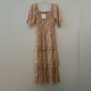 Summer dress with orange paisley print